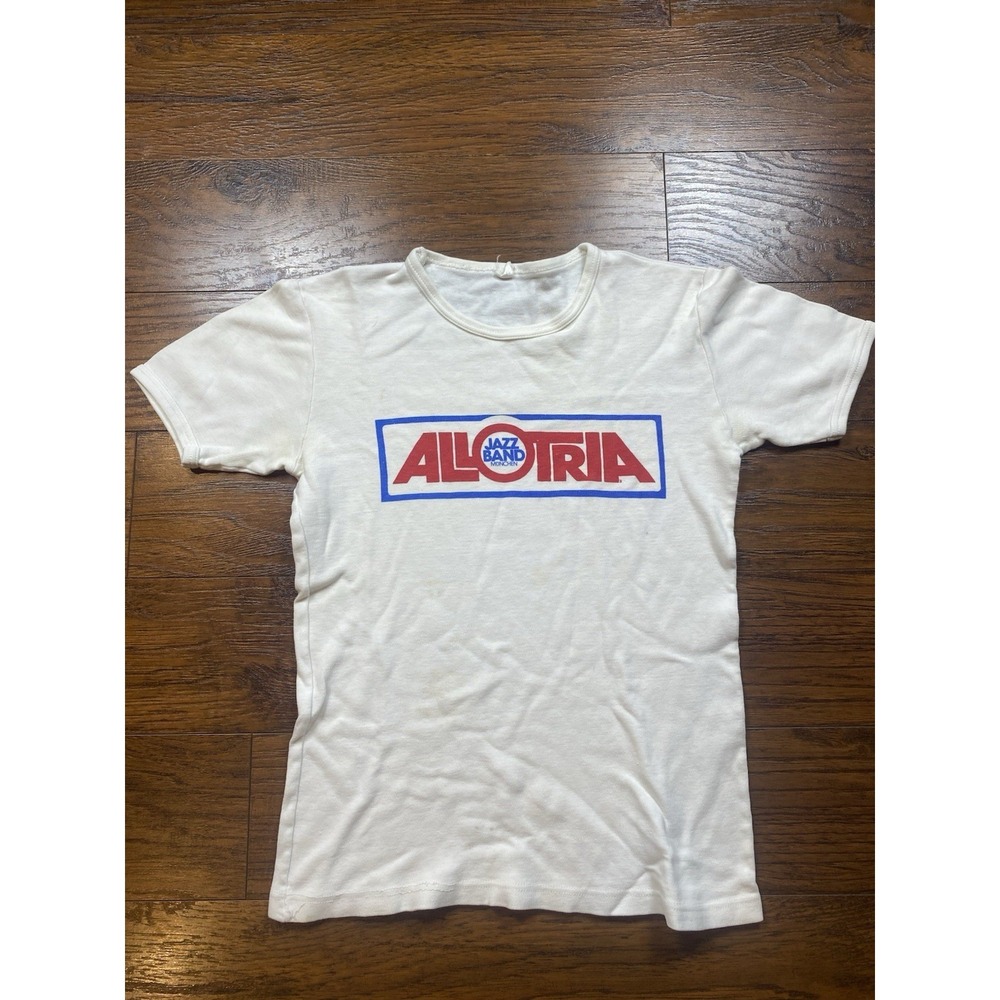 Vintage Allotria Jazz Band Munchen Graphic T-Shirt White Small Slim Fit